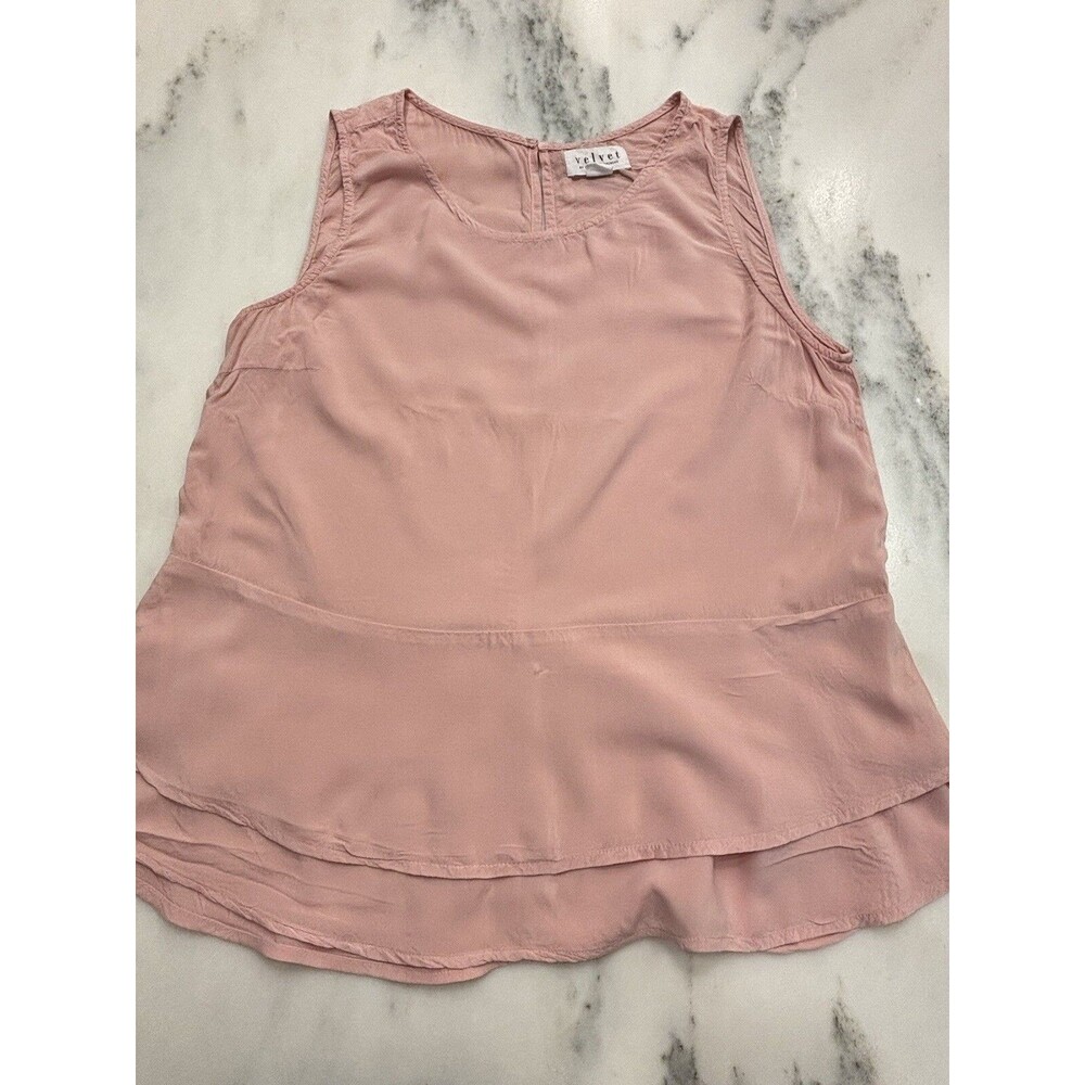Velvet by Graham Spencer for Anthropologie Peplum Top Pink Viscose Sleeveless Sm